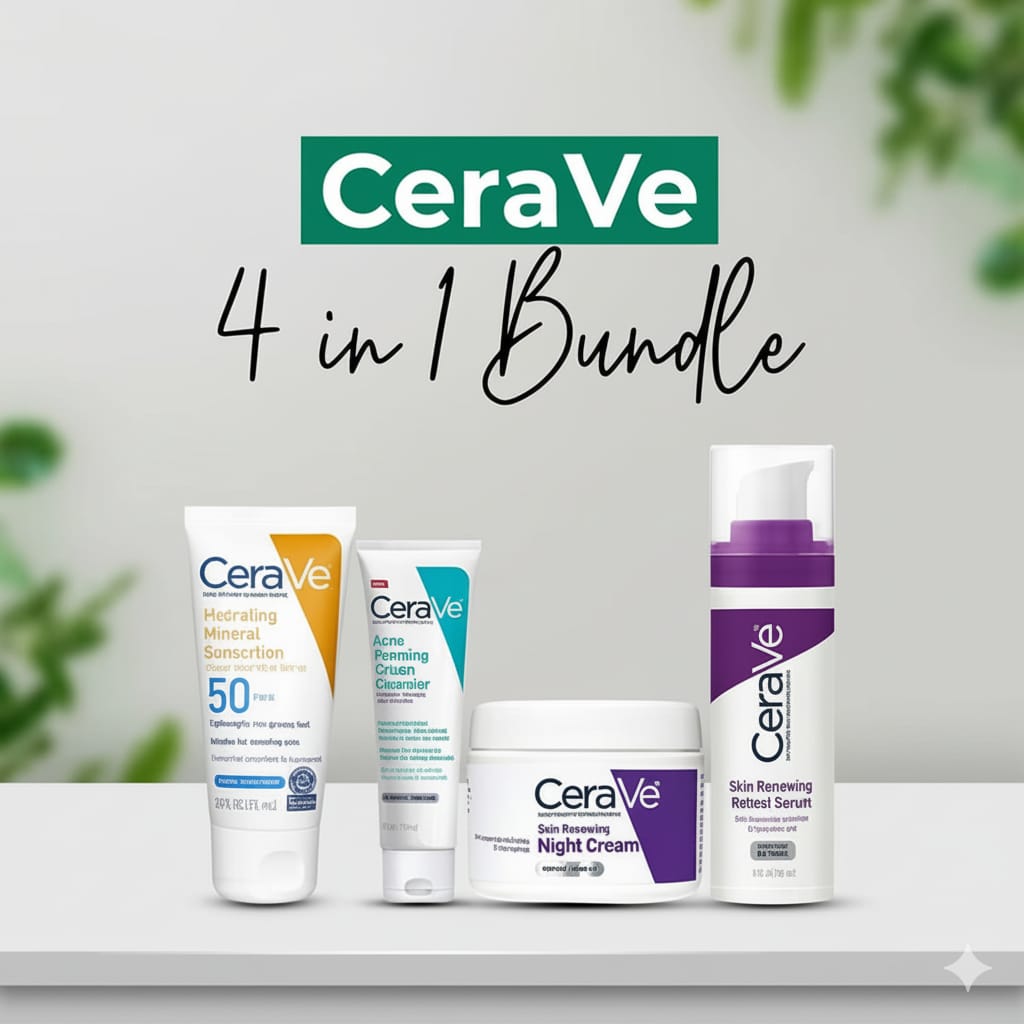 CeraVe Skincare Kit – Sunscreen, Cleanser, Night Cream & Serum