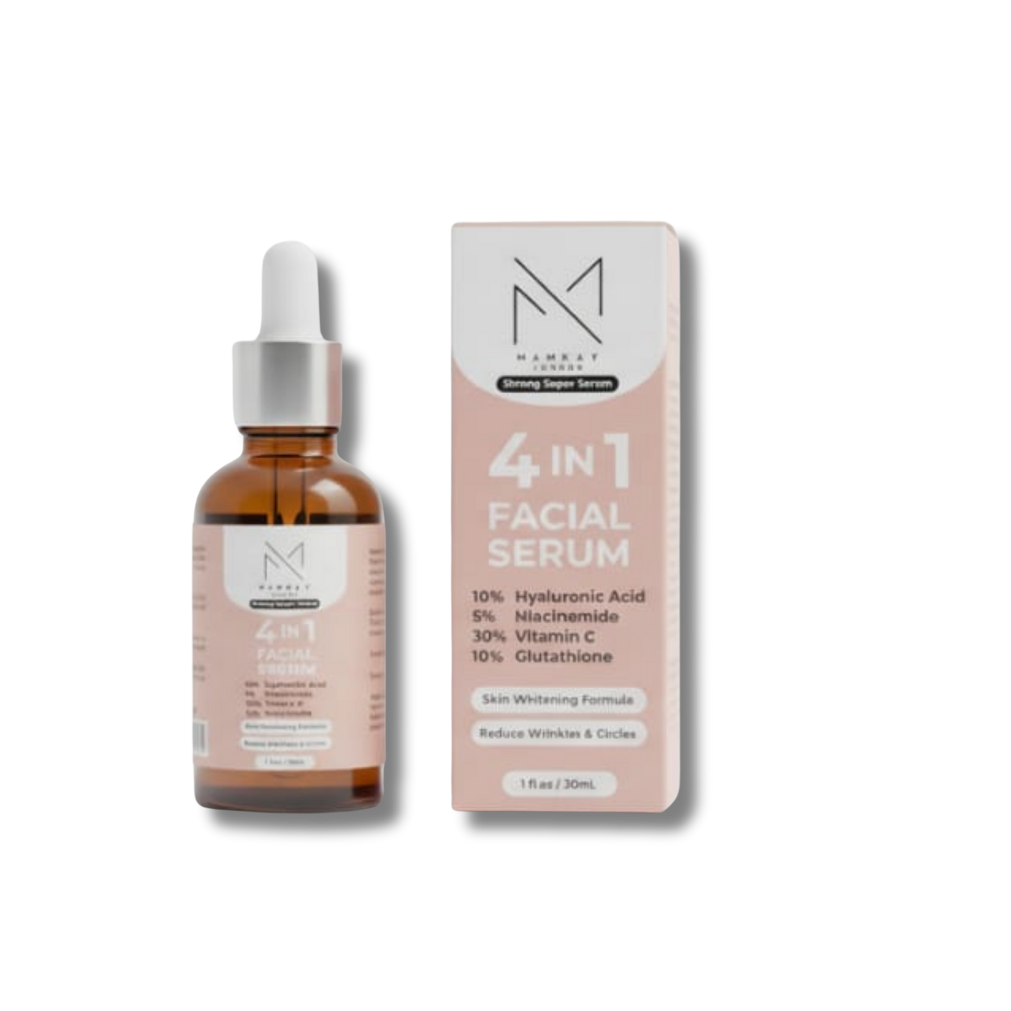 Mamkay London 4-in-1 Facial Serum – Hyaluronic Acid, Niacinamide, Vitamin C & Glutathione